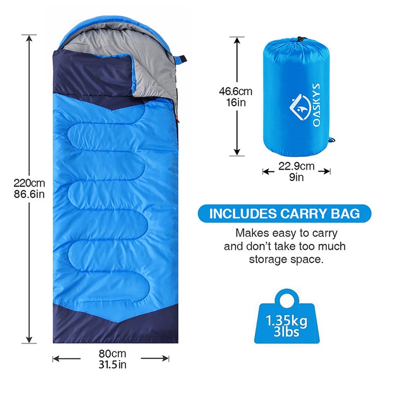 oaskys Camping Sleeping Bag - 3 Season Warm & Cool Weather - Summer Spring Fall Lightweight Waterproof for Adults Kids - Camping Gear Equipment, Traveling, and Outdoors - Image 2