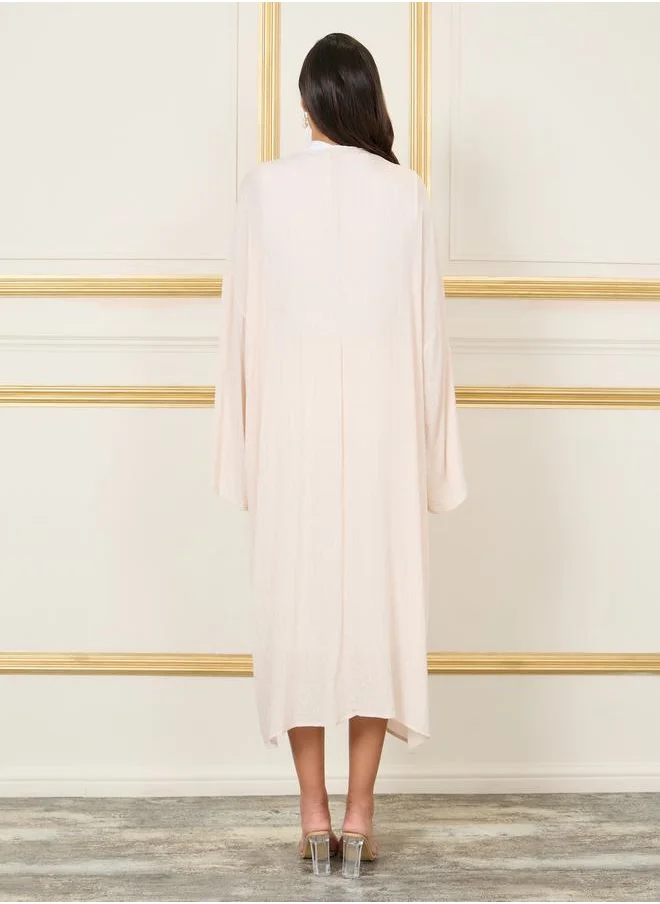 Styli Oversized Lurex Striped Drop Shoulder Midi Kimono