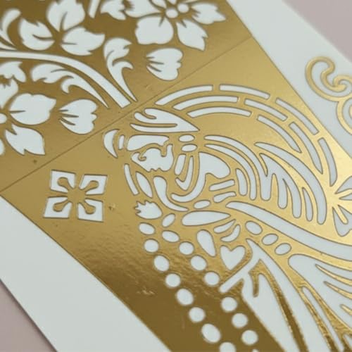 Haldi Mehendi Shaadi 4 Pairs (27 cm Length) Full Hand Henna Mehndi Hand Stencil Template, Traditional Floral Design, Free Size Easy-to-Use Reusable Mehendi Sticker | Intricate Bridal & Festival Designs | Perfect for Weddings, Festivals, Eid (DIY) - Image 5