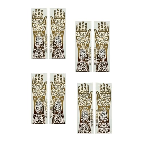 Haldi Mehendi Shaadi 4 Pairs (27 cm Length) Full Hand Henna Mehndi Hand Stencil Template, Traditional Floral Design, Free Size Easy-to-Use Reusable Mehendi Sticker | Intricate Bridal & Festival Designs | Perfect for Weddings, Festivals, Eid (DIY) - Image 1