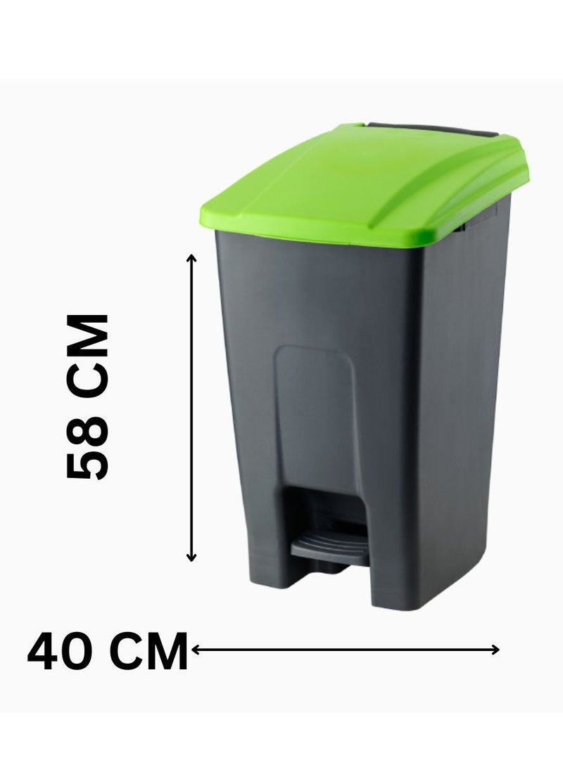 PLANET Planet garbage container trash basket with foot pedal & handel hard plastic material used in schools hospital universities malls green(50 Liter)  - Image 2