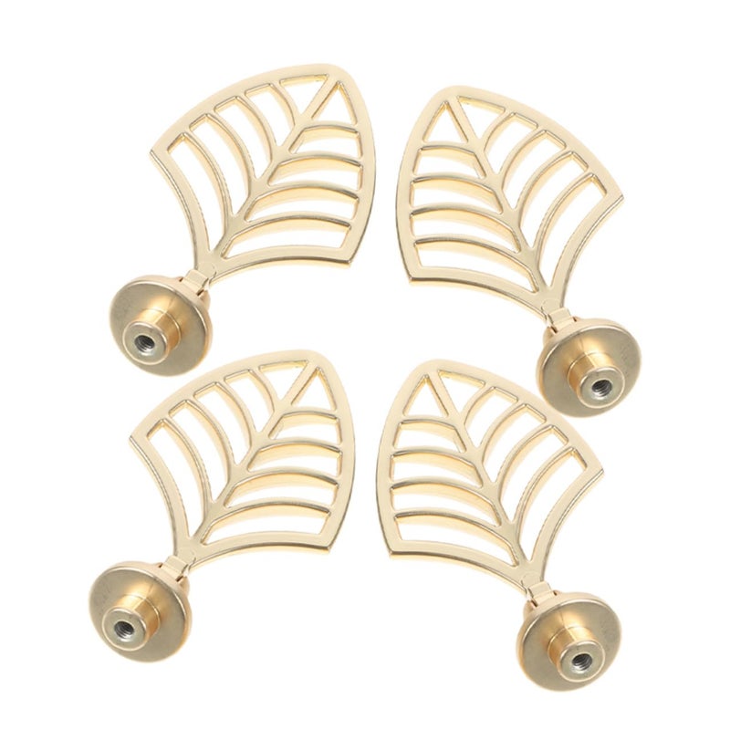 4pcs Gold Leaf Shape Metal Cabinet Pull Handles For Bedroom And Office Dresser Drawers - Image 2