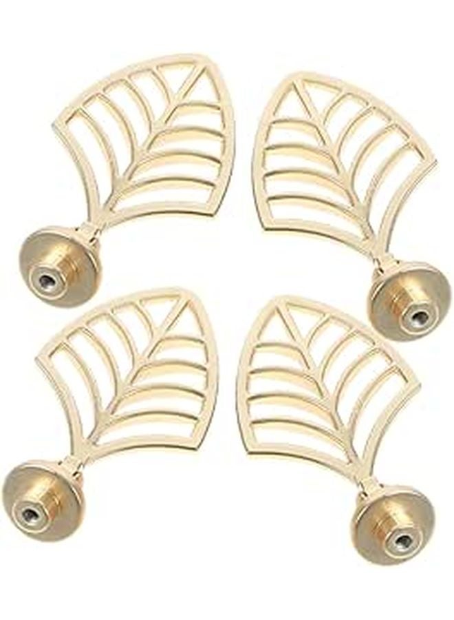4pcs Gold Leaf Shape Metal Cabinet Pull Handles For Bedroom And Office Dresser Drawers - Image 1
