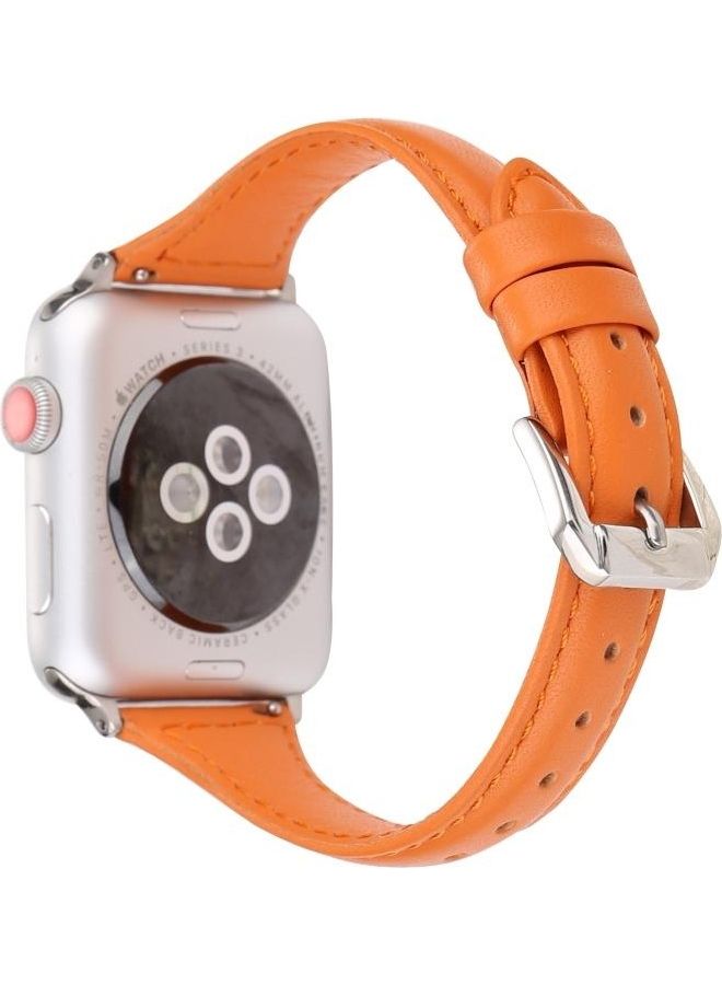 HuHa Small Waist Leather Replacement Watchbands For Apple Watch Series 7/6/SE/5/4/3/2/1 42/44/45mm Orange - Image 2