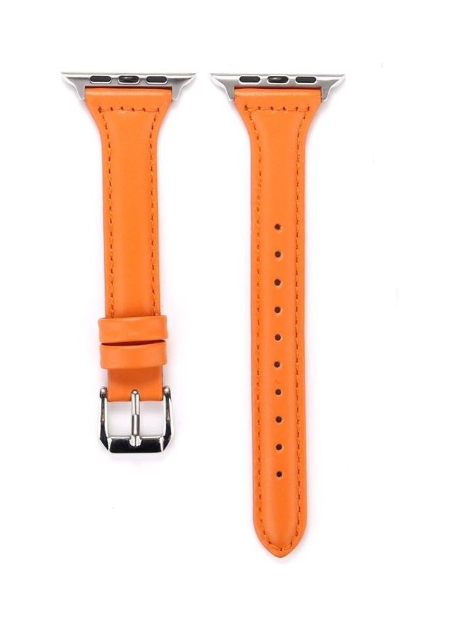 HuHa Small Waist Leather Replacement Watchbands For Apple Watch Series 7/6/SE/5/4/3/2/1 42/44/45mm Orange - Image 4