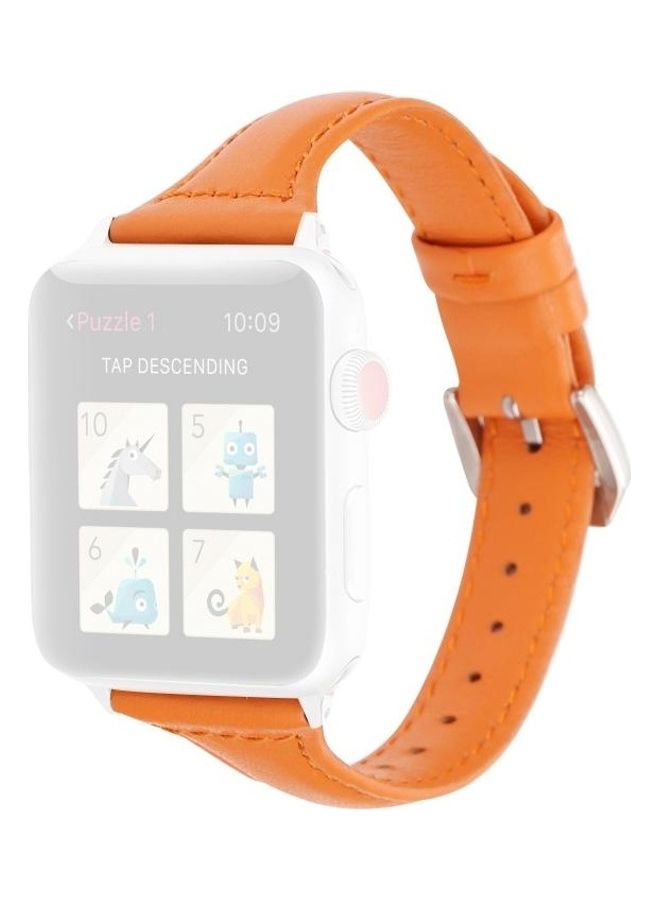 HuHa Small Waist Leather Replacement Watchbands For Apple Watch Series 7/6/SE/5/4/3/2/1 42/44/45mm Orange - Image 1