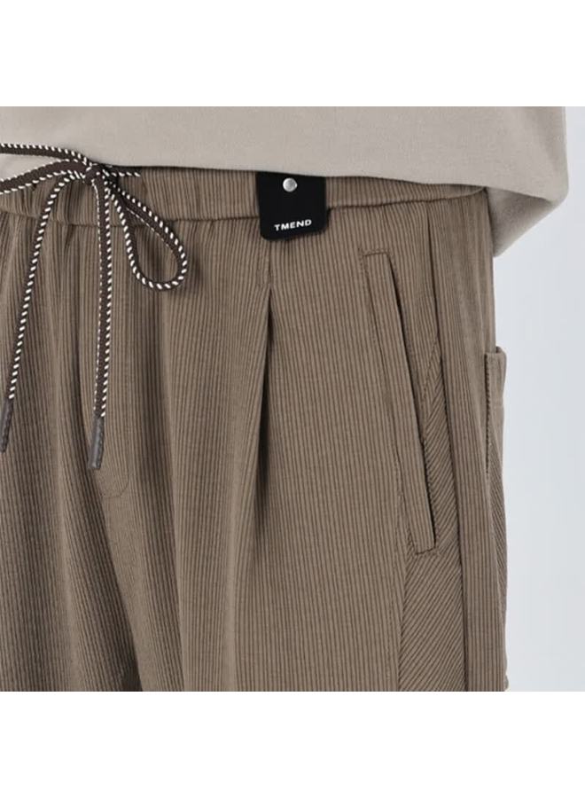 Markless Men's Casual Pants Autumn Winter Straight Leg Solid Color Tapered Slim Fit Long Pants 3860 Khaki S - Image 2
