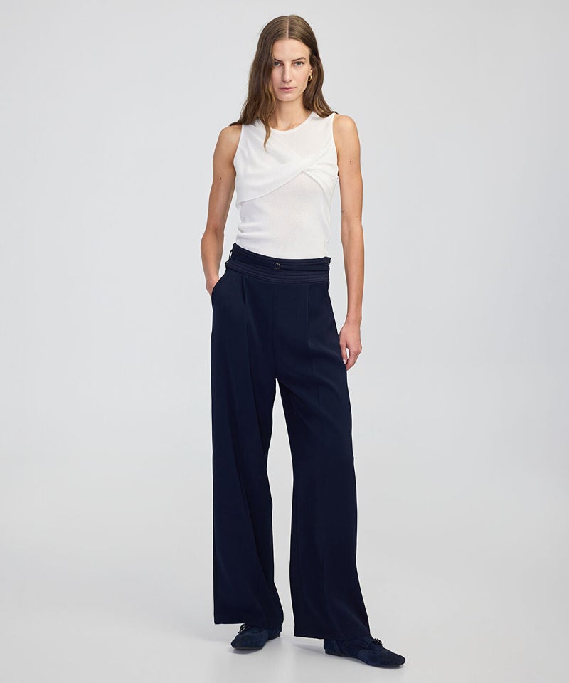 Ipekyol Mixed Wide-Leg Trousers with Belt - Image 1