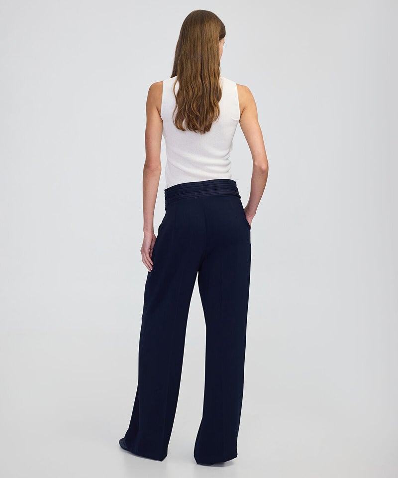 Ipekyol Mixed Wide-Leg Trousers with Belt - Image 4