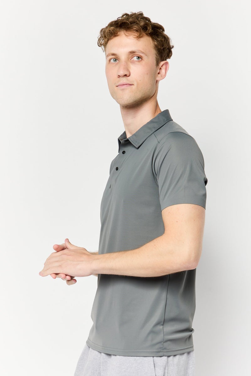 RBX Men Sportswear Fit Short Sleeve Outdoor Polo Shirt, Dark Grey - Image 3