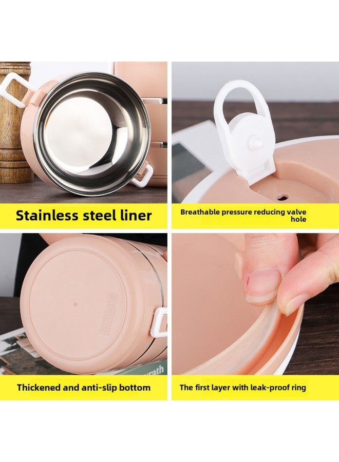 Factory Wholesale Stainless Steel Lunch Box Insulated Lunch Box Student Multi-layer Round Large Capacity Lunch Box Printing LOGO-Specifications:Nordic Gradient-Color:Double Layer [with Color Box]] - Image 4