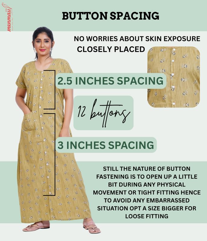 MENMAII Full Length [L-4XL] - Women's Full Open/Front Buttoned Multipurpose Nighty for Pregnancy/Elderly/Patient/Feeding/Hospital Purpose Nighty [a Kind of Adaptive Clothing] -[Olive_L] - Image 2