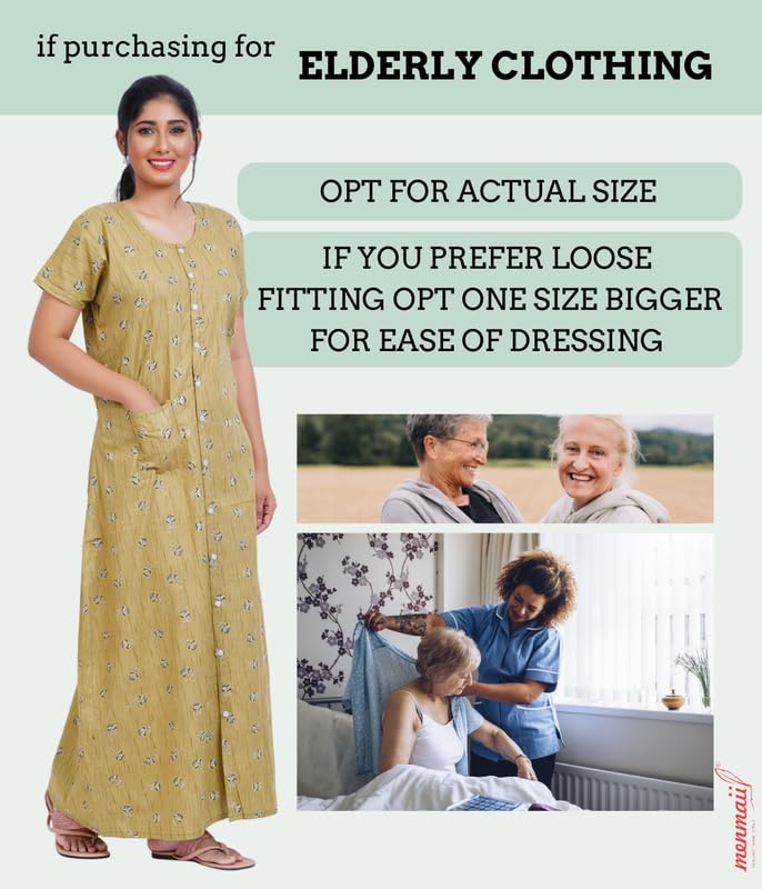 MENMAII Full Length [L-4XL] - Women's Full Open/Front Buttoned Multipurpose Nighty for Pregnancy/Elderly/Patient/Feeding/Hospital Purpose Nighty [a Kind of Adaptive Clothing] -[Olive_L] - Image 5