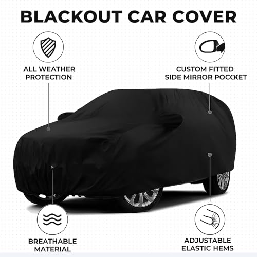 Sulfar 100% Water Resistant Car Body Cover Compatible with Mirror for Nissan XTrail (Triple Stitched, Full Bottom Elastic, Black) - Image 5