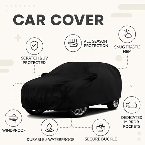 Sulfar 100% Water Resistant Car Body Cover Compatible with Mirror for Nissan XTrail (Triple Stitched, Full Bottom Elastic, Black) - Image 2