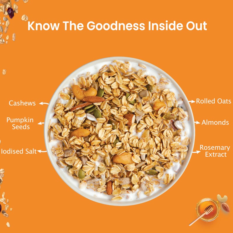 Munchilicious Granola - Original, 350g | 80% Seeds & Whole Grains | Crunchy Roasted Cereal | High Protein & Fiber | Cholesterol Free | Trans Fat Free | Healthy Ready-to-Eat Breakfast Snack - Image 4