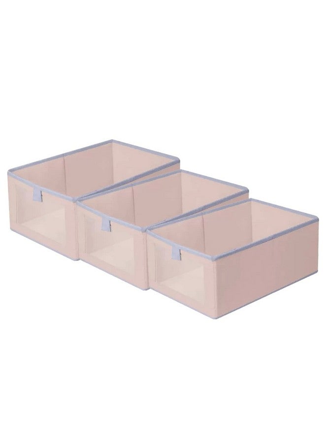 HOUSE OF QUIRK House of Quirk Durable And Versatile Closet Organizers And Storage Baskets, Rectangle Clothing Storage Boxes, Fabric Storage Containers For Pants, Shirt, Sweaters, Bra Panty, Socks (Pink,Pack Of 3)  - Image 1