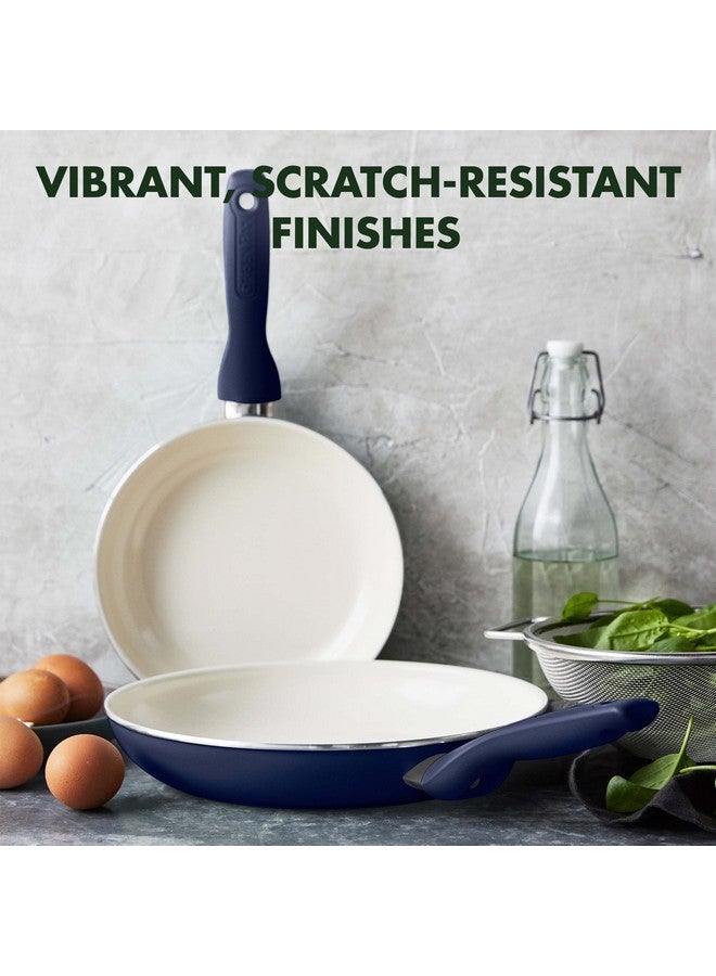 Greenpan GreenPan Rio Hard Anodized Healthy Ceramic Nonstick, 7" 9.5" and 11" 3 Piece Frying Pan Skillet Set, Soft Grip Handle, PFAS-Free, Dishwasher Safe, Oven Safe, Oxford Blue  - Image 2