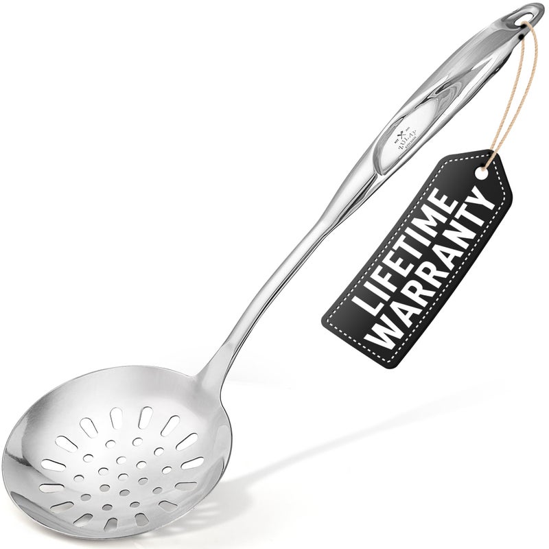 Zulay Kitchen Zulay Kitchen Stainless Steel Slotted Serving Spoon  Large Frying Spoon Skimmer  Durable Utensil with Ergonomic Easy to Use Handle  Easy to Clean Perfect for at Home Cooks  Chefs  145 