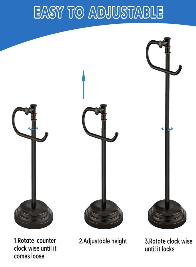 RUMOSE Toilet Paper Holder Stand for Floor, Oil Rubbed Bronze Adjustable (12.4" to 22.8") Bathroom Toilet Tissue Holder, Free Standing Toilet Paper Roll Holder with Storage, Stainless Steel - Image 3