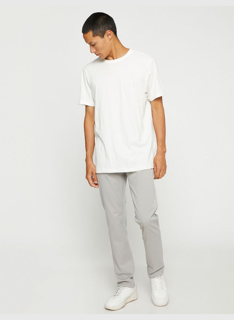 KOTON Basic Gabardine Trousers Slim Fit Button Detailed - Image 1
