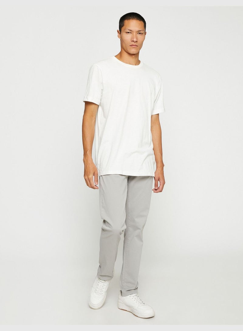 KOTON Basic Gabardine Trousers Slim Fit Button Detailed - Image 2