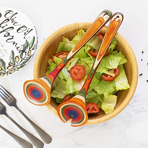 Totally Bamboo Baltique Marrakesh Collection Wooden Salad Serving Utensils Set, 11-3/4" Long - Image 2
