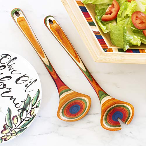 Totally Bamboo Baltique Marrakesh Collection Wooden Salad Serving Utensils Set, 11-3/4" Long - Image 3