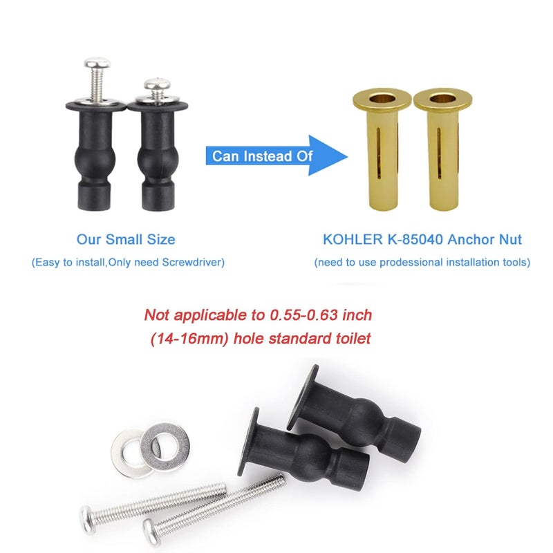 VALLVATER 6 Pack Toilet Seat Hinges Screws Top Mount Nuts Screws Toilet Seat Fixings Expanding Rubber Toilet Seat Bolts Kit Compatible with Kohler Extra Small Hole - Image 5
