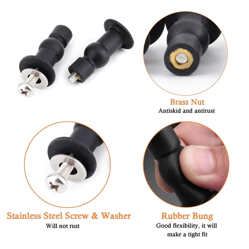 VALLVATER 6 Pack Toilet Seat Hinges Screws Top Mount Nuts Screws Toilet Seat Fixings Expanding Rubber Toilet Seat Bolts Kit Compatible with Kohler Extra Small Hole - Image 2