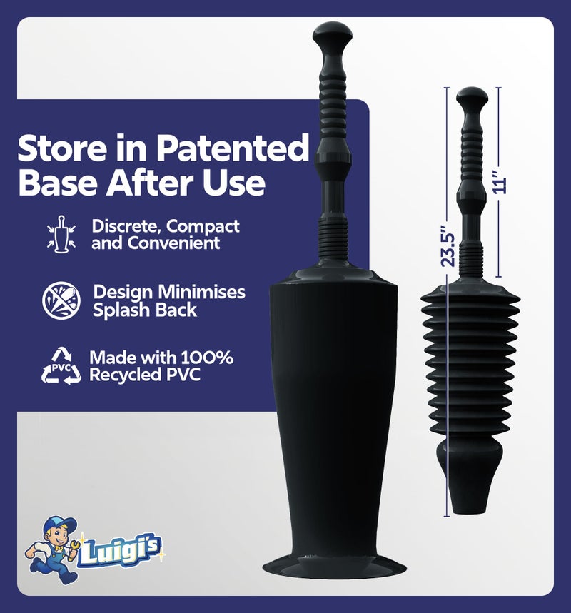 Luigi'S World'S Best Plunger - Unclogger Tools For Unblocking Toilet - Heavy Duty Plungers For Bathroom - Unique Unblocker Design - Remover Tool To Unblock Toilet Blockage - Black - Image 4