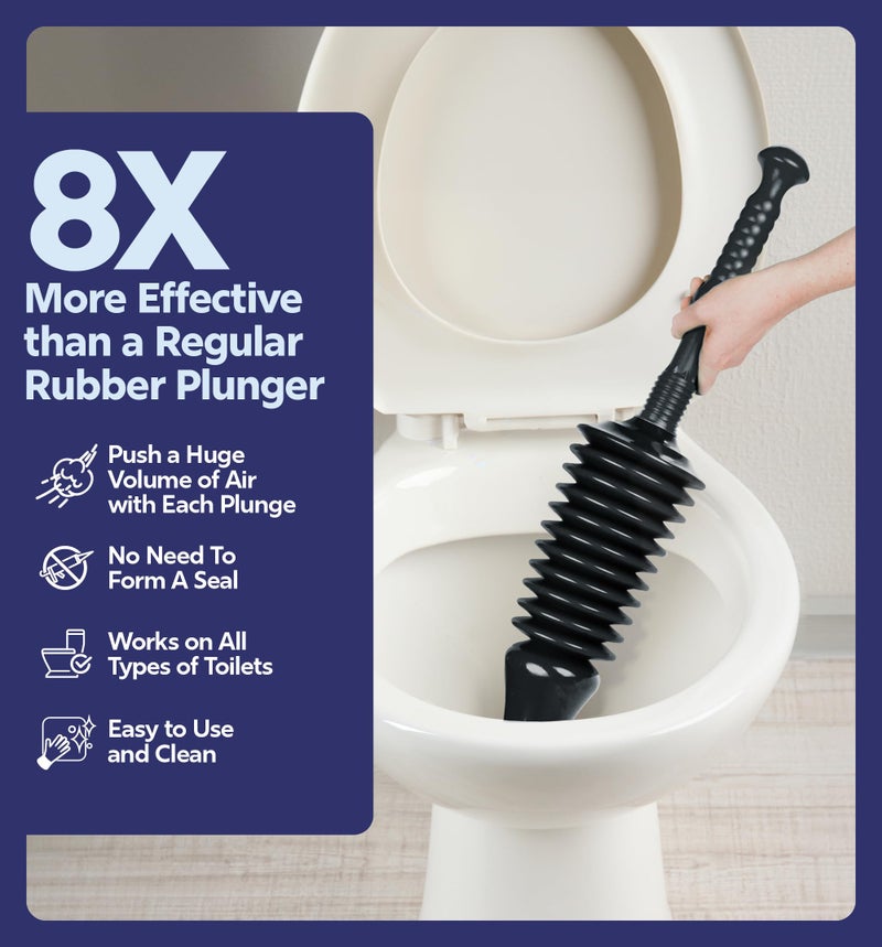 Luigi'S World'S Best Plunger - Unclogger Tools For Unblocking Toilet - Heavy Duty Plungers For Bathroom - Unique Unblocker Design - Remover Tool To Unblock Toilet Blockage - Black - Image 2