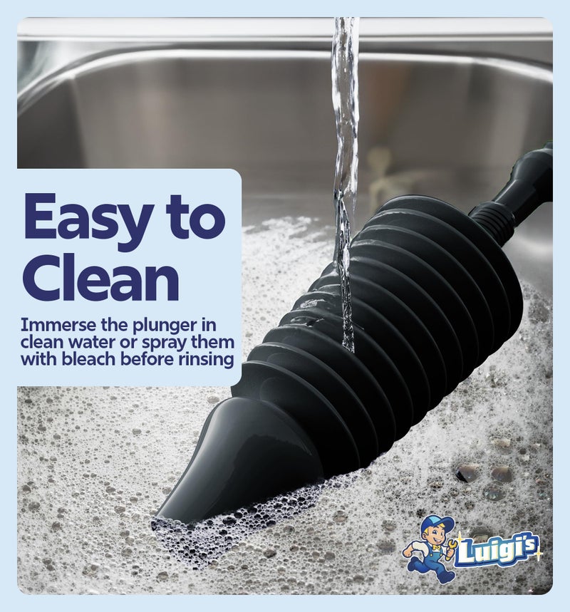 Luigi'S World'S Best Plunger - Unclogger Tools For Unblocking Toilet - Heavy Duty Plungers For Bathroom - Unique Unblocker Design - Remover Tool To Unblock Toilet Blockage - Black - Image 5