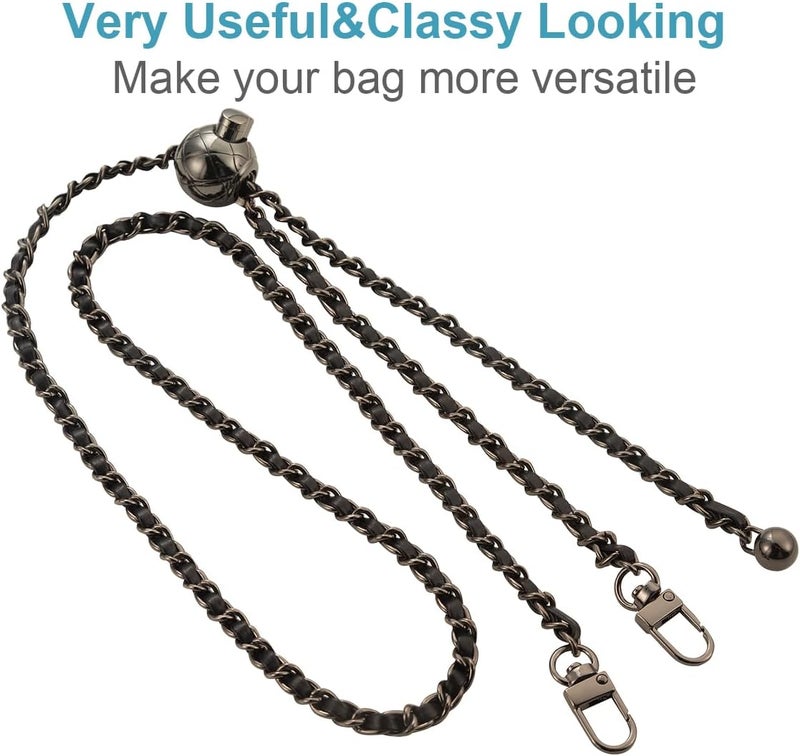 UTreers Purse Chain Strap Crossbody Bag Chains Strap Handbag Chain Replacement Leather Chain Straps 47.2" - Image 2