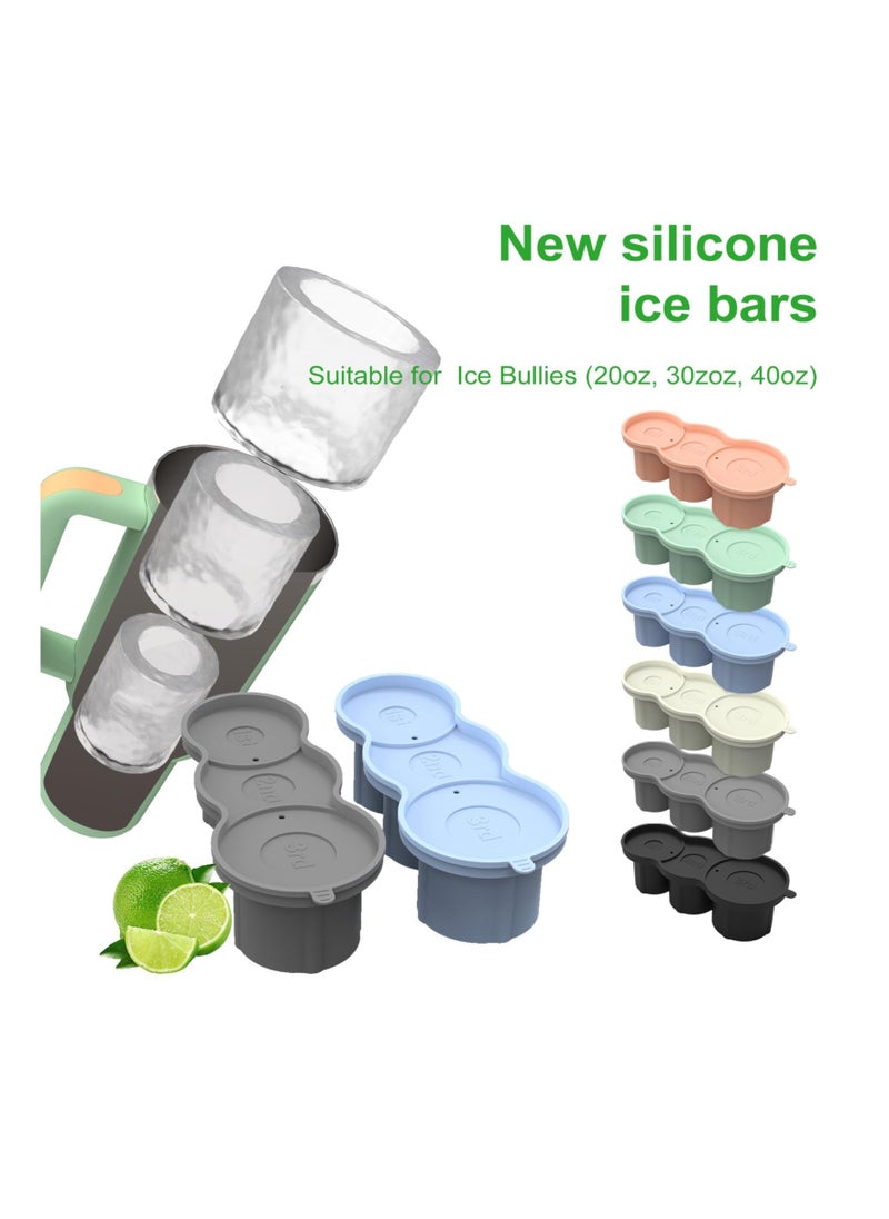 KASTWAVE - Ice Cube Tray for Stanley Cup, Silicone Ice Cube Mold with Spill-Resistant Lid, 3 Hollow Cylinder Ice Cube Molds, Ice Cube Trays for Freezer Drinks Whiskey, Compatible with 20oz-40oz Tumbler, Blue - Image 1