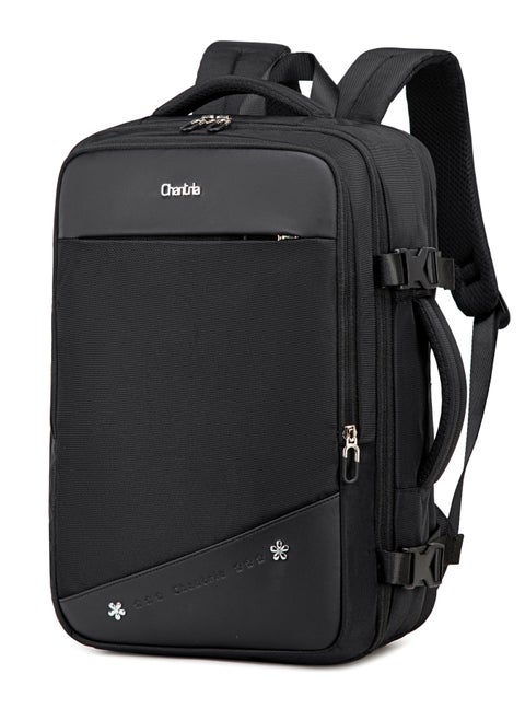 Premium Lightweight Laptop backpack for Women Water Resistant Multifunctional Anti-Theft Daypack with 180° Opening and Built in USB Port, CB00641-BLACK
