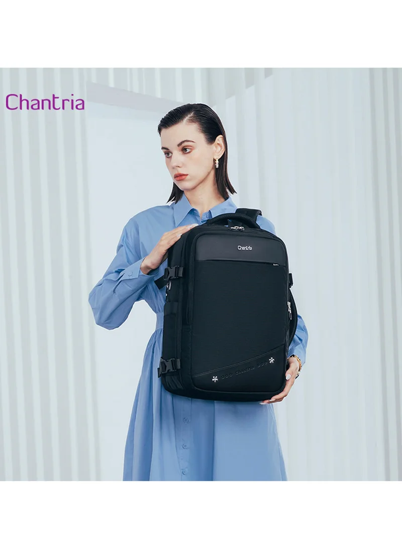 Chantria Premium Lightweight Laptop Backpack for Women Water Resistant Multifunctional Anti-Theft Daypack with 180Â° Opening and Built in USB Port, CB00641, Black