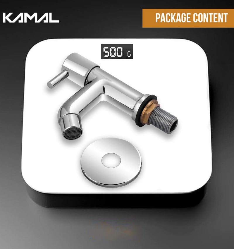 Kamal Full Brass Pillar Cock Basin Tap FLT – Long Reach Spout | Shiny Chrome Finish | Deck Mount Installation | Silver | Durable Bathroom Basin Faucet (Pack of 1) - Image 5