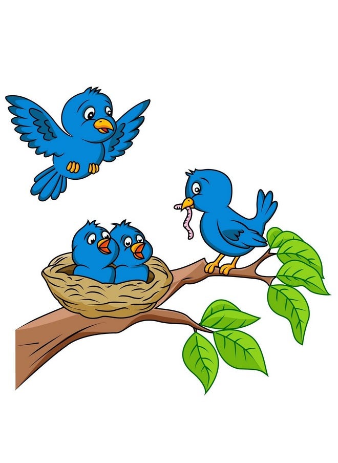 Decals Design Decals Design 'Birds Feeding' Wall Sticker (PVC Vinyl, 70 cm x 50 cm),Multicolour  - Image 2