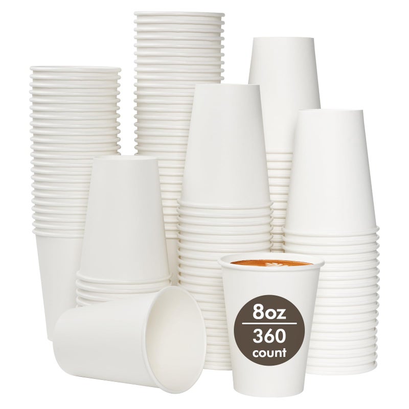TV TOPVALUE 360 Count 8 oz Paper Cups Disposable Paper Coffee Cups 8 ozHot Beverage Drinking Cups for Water Juice or TeaPerfect for Office Home Party