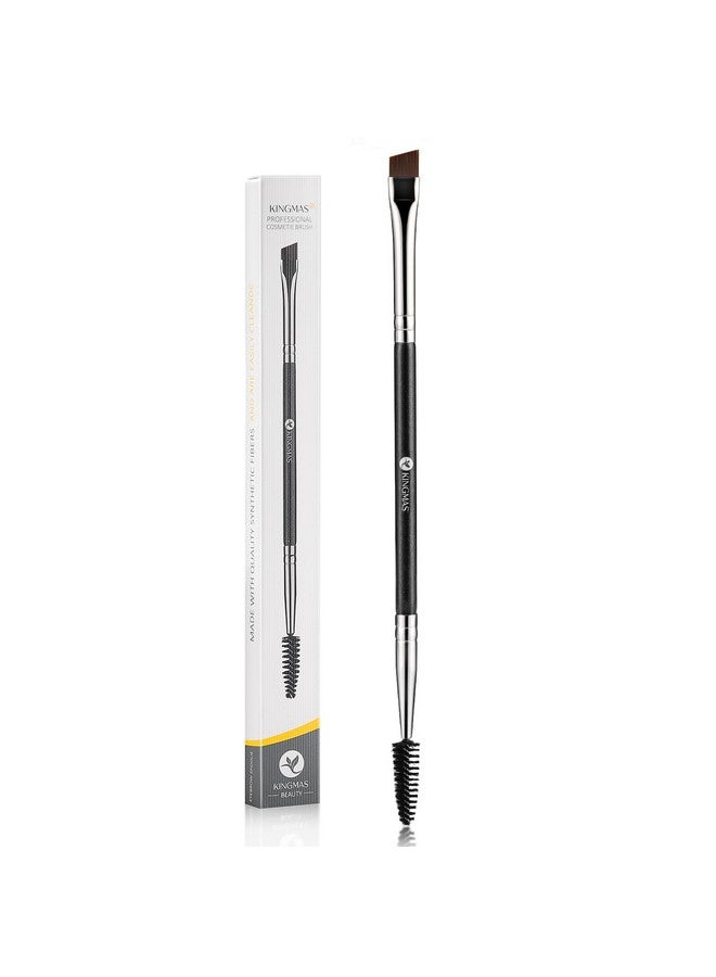 KINGMAS Eyebrow Brush, Professional Dual Angled Eye Brow Brush and Spoolie Brush Eyelash Comb Eyebrow Tool (Black) - Image 1