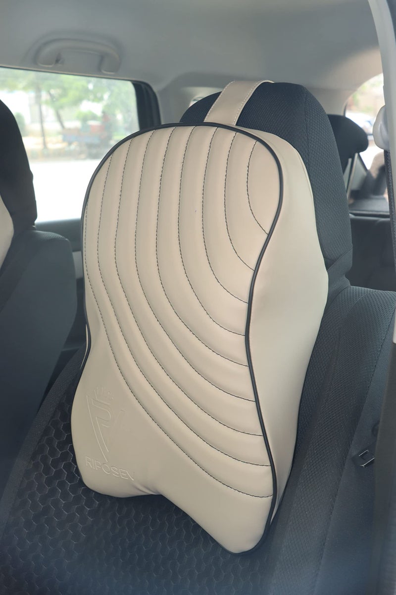 RIPOSEV Dreamer Ultimate Memory Foam Car Neck Rest Pillow,Car Pillow for Comfortable Car Rides, Superior Neck Support Cushion, Relieves Neck Pain, Head Rest Pillow (Royal Beigh PK2) - Image 2
