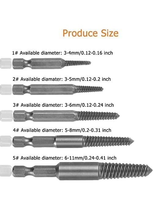 NityaEcommerce nitya 5Pcs Screw Extractor Set Hand Tools Damaged Broken Bolt Remover Easy out Spiral Screw Extractor Set for Retrieving Small Objects  - Image 2