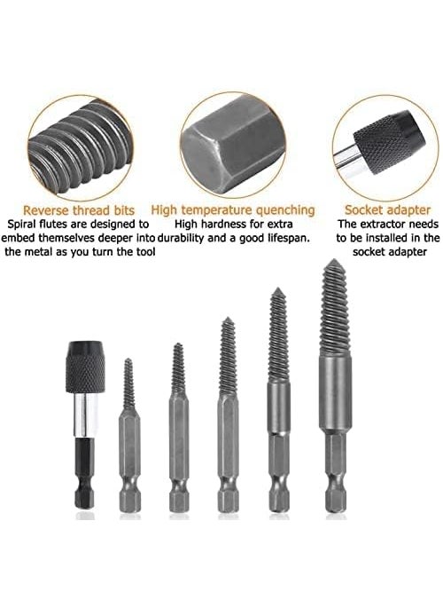 NityaEcommerce nitya 5Pcs Screw Extractor Set Hand Tools Damaged Broken Bolt Remover Easy out Spiral Screw Extractor Set for Retrieving Small Objects  - Image 3