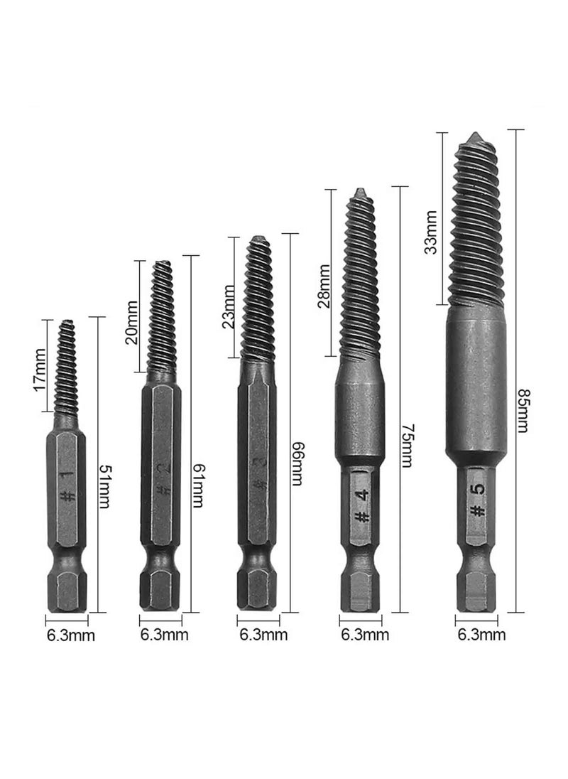 NityaEcommerce nitya 5Pcs Screw Extractor Set Hand Tools Damaged Broken Bolt Remover Easy out Spiral Screw Extractor Set for Retrieving Small Objects  - Image 5