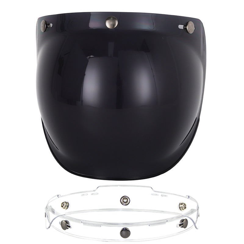 Generic Retro Bubble Visor Motorcycle Helmet Lens Kit Deep Tea Pieces Transparent Bracket