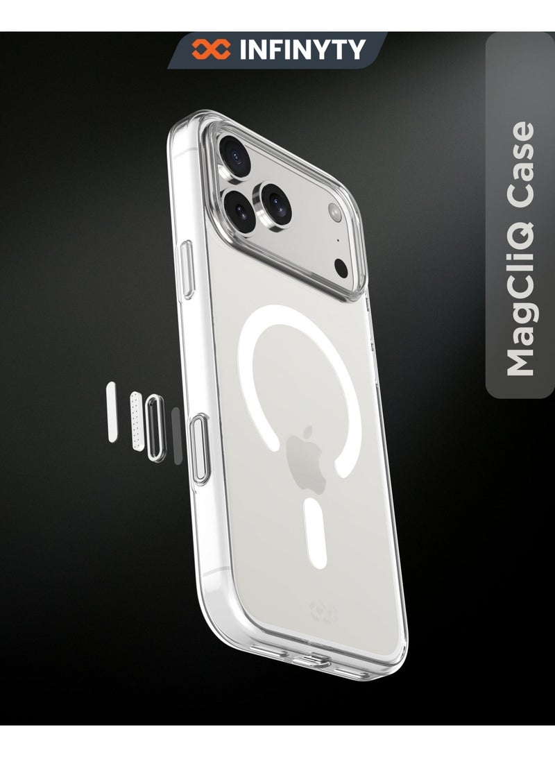 INFINYTY iPhone 17 Pro Max Premium Clear Case with Camera Control Button– Crylex Transparent MagSafe Compatible, Crystal Clear with Effective Anti-Yellowing Technology, Mil. Grade Drop Protection, Scratch-Resistant, Slim Fit, Raised Edges - Image 1