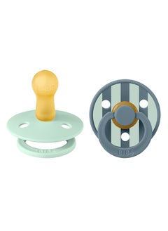 BIBS Studio Colour Round Pacifier, 2 Pieces, Latex Size 2, 6 - 18 Months, Nordic Mint Petrol, Baby Pacifier With Soft Latex Nipple, Safe And Durable  - Image 1