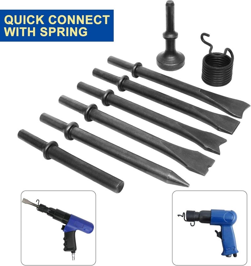 FengWu 8 Piece Air Chisel Set Pneumatic Chisel Air Hammer Punch Chipping Bits Tool - Image 4