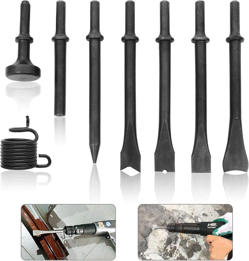 FengWu 8 Piece Air Chisel Set Pneumatic Chisel Air Hammer Punch Chipping Bits Tool - Image 1